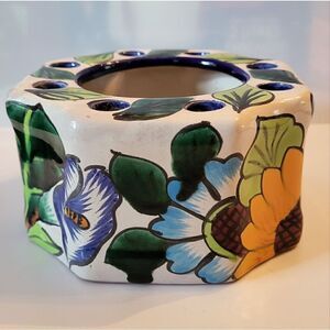 NEW Talavera Pottery Fruit & Floral Print Design Signed Venegas,Mexico Lead-Free